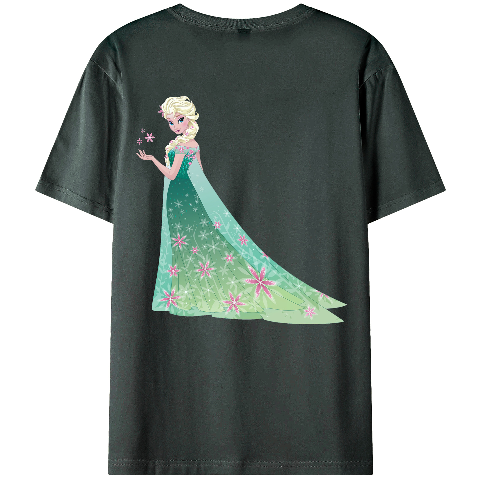 （画像用） アナと雪の女王 アンナ エルサ Frozen Anna Elsa 綿100％ メンズ半袖Tシャツ（バックプリント） 通気性